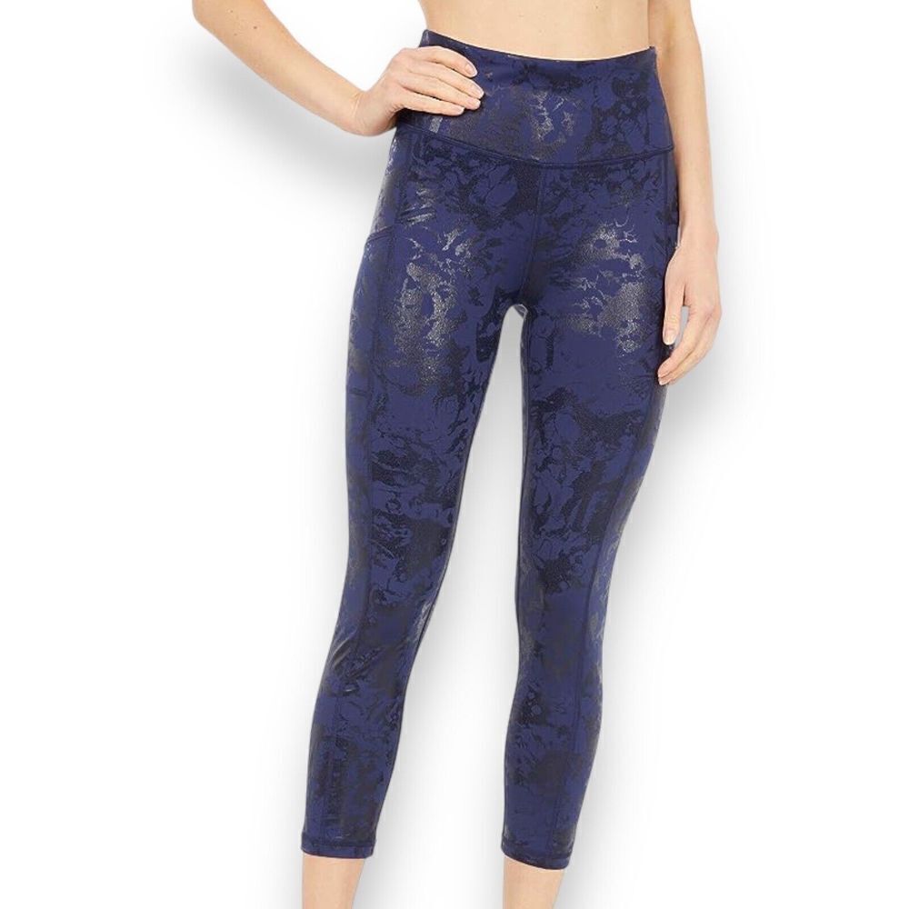 Lilly Pulitzer Leggings XXS Navy Luxletic Weekender High Rise Shoreline Foil